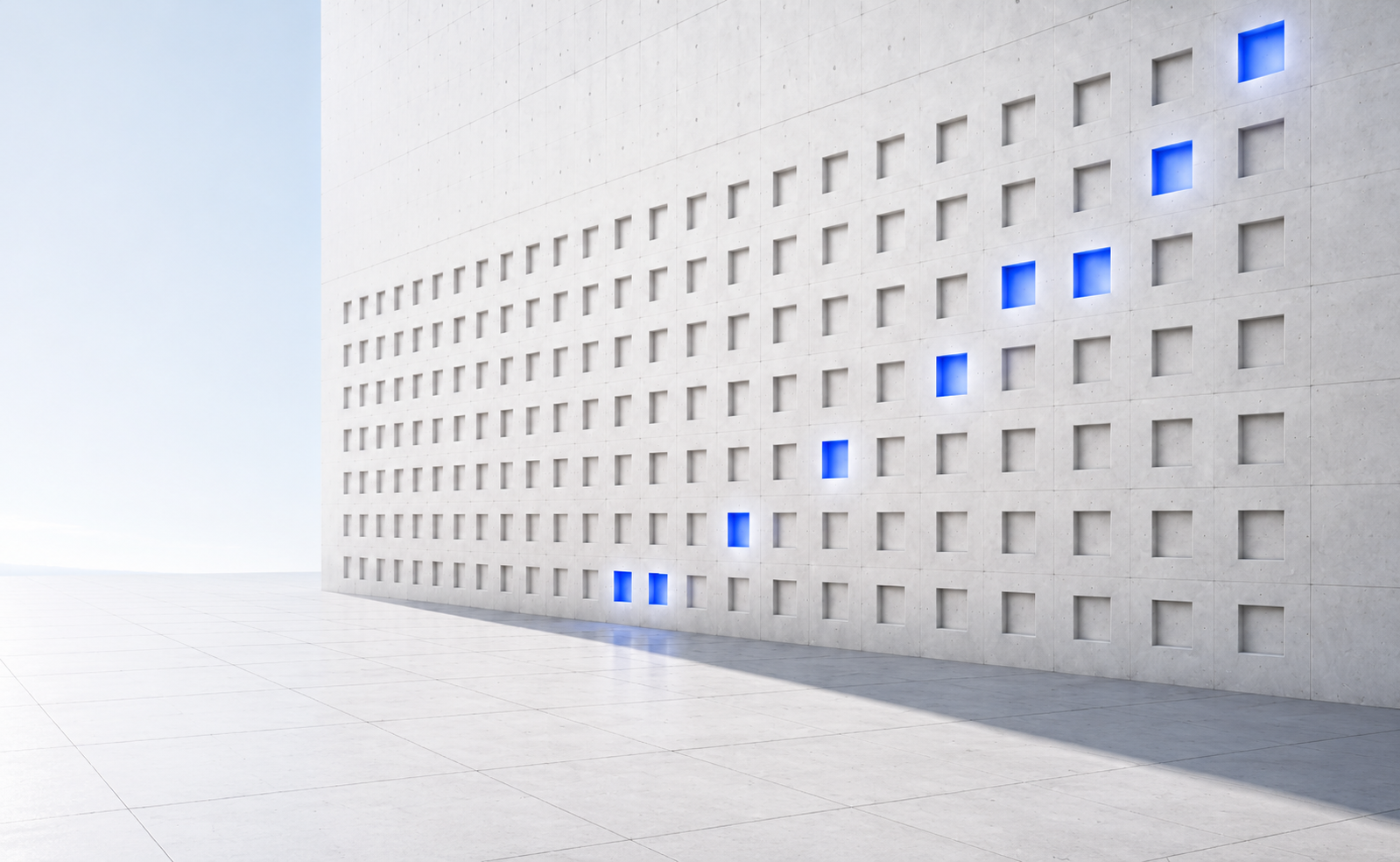 State-resident compute wall with active blue nodes