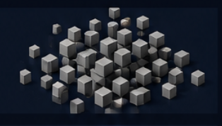Compute-first: scattered grey cubes